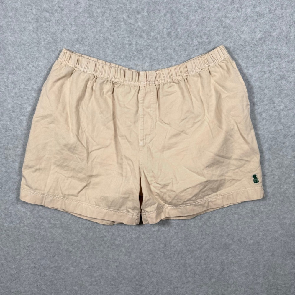 Chubbies Easy Short Mens XXL Tan Khaki Cotton Elastic Waist Pineapple Logo 5.5"